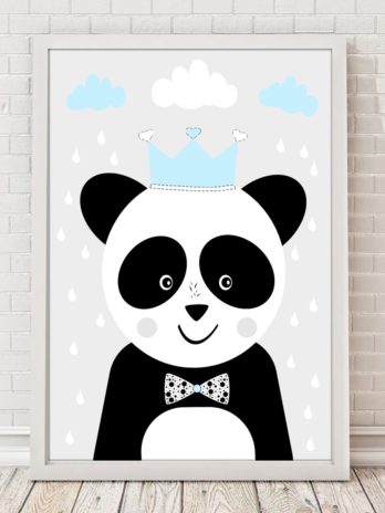 Plakat Panda z niebieską koroną