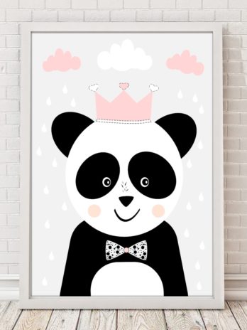Plakat Panda z różową koroną