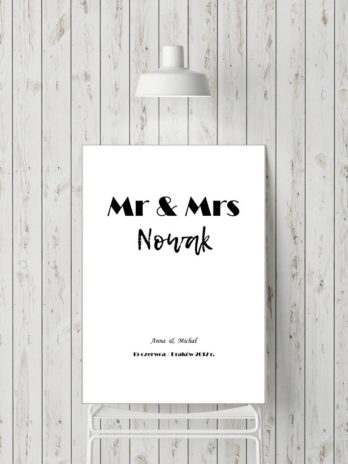 Plakat skandynawski personalizowany Mr & Mrs