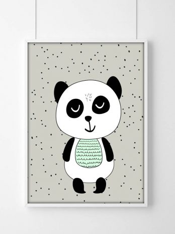 Plakat Panda miętowo-szara